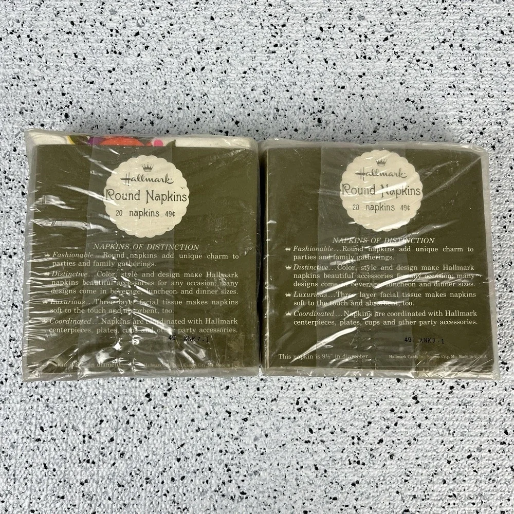 Hallmark Vintage Deadstock Round Paper Napkins Fruit Print 9.5